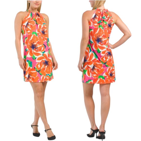 TRINA TURK floral tropical botanical mini halter dress - Size S - Picture 1 of 5